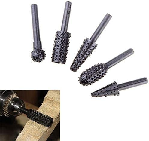 5 Pcs/Set Black HSS Rotary File Mini Drill Bit Cutting Tools for Woodworking Knife Wood Carving Tool