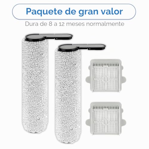 Set of 4 Replacement Brush Rollers F25 GT and HEPA Filter for Roborock F25 GT/F25/F25 LT/F25 RT/F25 ACE/ F25 ALT/ F25 ACE Combo/F25 Combo Vacuum Cleaner / 2 Brush Rollers and 2 HEPA Filters