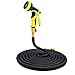 Podura Expandable Garden Hose 25Ft with Solid Brass Connector 9-pattern Nozzle for Watering Plants,Showering Pets,Cleaning Patio - Black