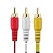 Cmple - 3 RCA Cable 1.5 Feet Composite Three RCA Male to Male Audio Video Cables A/V Gold Plated Triple Plug to Plug Cord for VHS/DVD Players, TVs