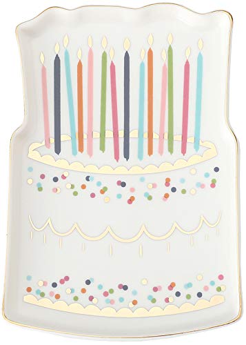 Stephanie Imports Birthday Cake Ceramic Trinket Plate and Decorative Jewelry Dish