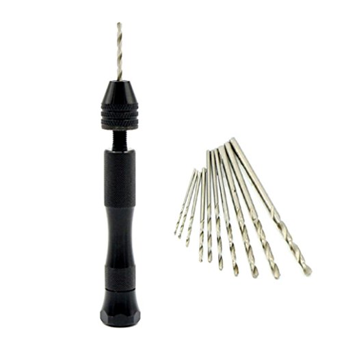 Botrong Precision Pin Vise Model Hand Drill Set with Twist Drill Bits Set of 11