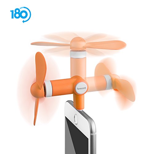 Faracent,Fan for iphone,Christmas gift Rotabale mini iphone Fan for Apple iPhone x iPhone 8 Plus iPhone 7 Plus 7 6S Plus 6S iPhone 6 Plus 6 8pin lightningï¼ˆOrangeï¼‰