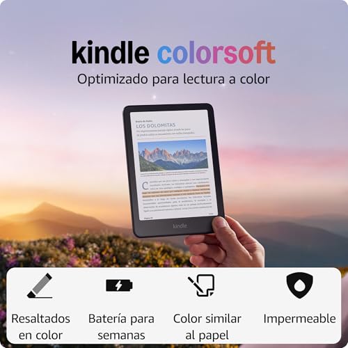 Amazon Kindle Colorsoft de 16 GB (último modelo). Con pantalla a color que da vida a las portadas y al contenido, ahora con resaltados en color. Sin anuncios. Negro
