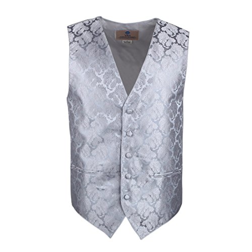 VS1006-2XL Grey Pattern Vest Mens Gifts Tie Cufflinks Hanky Bowtie By Y&G