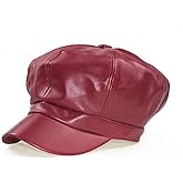 SUNTRADE Women Newsboy Hats,8 Panel Ivy Beret PU Leather Cabbie Cap