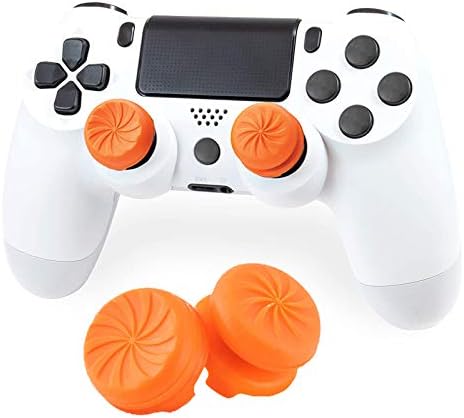 Aerku Fpsフリーク Ps5 Ps4 コントローラー用 親指グリップキャップ Rg 可動域アップ アシストキャップ 簡易パッケージ ジョイスティックカバー For 保護カバー 二個入り オレンジ