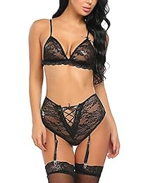 Conjunto de lencería, de Avidlove, para dama, de encaje, sostén y tanga