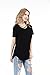 Women Solid Criss Cross Front V-Neck Casual Short Sleeve Plain Basic Girls Sexy T-Shirt Tops (Black, L)