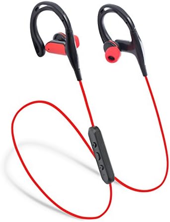 Laud Sports Bluetooth Wireless in-Ear Headphones - Premium HD Sound - Noise Cancelling Stereo Headset + Mic & Controls - Sweatproof Earphones - for Gym Workouts, Running - Galaxy Note 9 (Red/Black)