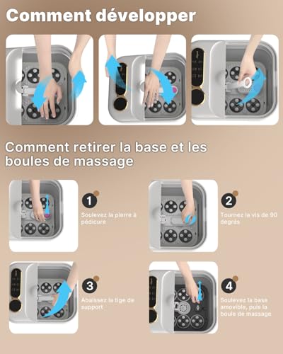 Foldable Heated Foot Bath, Electric Foot Spa Massager with 24 Motorized Shiatsu Massage Rollers, Bubble and Temperature Control, Pedicure Spa Bath for Relaxing