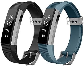 ArrKn Cute Smart Watch Tracker Accessories for Fitbit Alta Replacement Wristbands (2 pcs - Black / Stale)