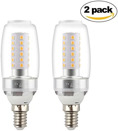 Betorcy E12 7W Corn Light Bulb, Candelabra LED Bulb, Warm White 2700K, 80 Watt Equivalent, For Home, Shop, Hotel, Art Lighting, Pack of 2