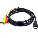  Orcbee _HDMI Male to 3RCA AV Composite Male M/M Connector Adapter Cable Cord Transmitter