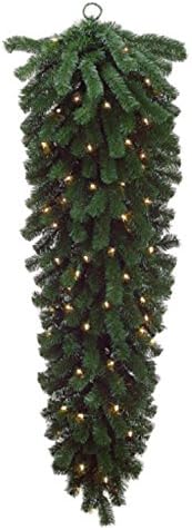 Allstate 54" Pre-Lit Deluxe Windsor Pine Artificial Christmas Teardrop Swag - Clear
