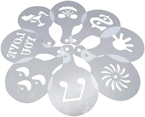 Keysui Cappuccino Latte Coffee Stencils Template Strew Flowers Duster Spray Christmas (8 pcs set)