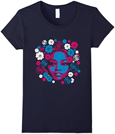 Womens Woman Face Flowers Art T-Shirt Tee New Hot Limited Offer XL Navy