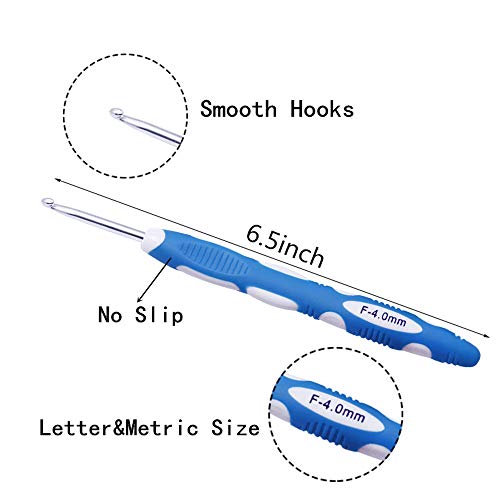 Ergonomic Crochet Hooks Set with Soft Grip, Crochet Hooks with Case for Arthritic Hands, Size from 2.0mm to 6.0mm(B~J) - Thumbnail 5
