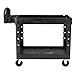 Rubbermaid Commercial Executive Series Heavy-Duty 2-Shelf Utility Cart with Quiet Casters, 500 lb capacity, Black (1867535)