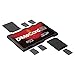 DiMeCard-SD: SD + microSD Memory Card Holder Case RED (credit card size holder, writable label)