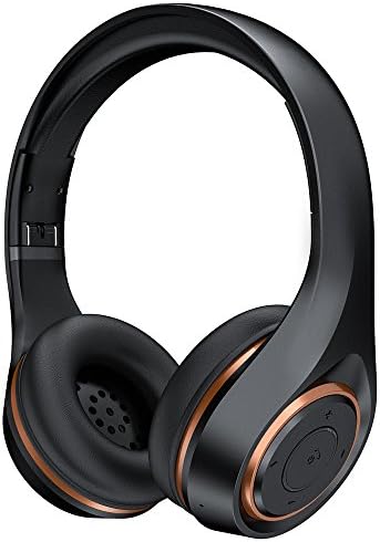 Bluetooth Headphones Over Ear, Hi-Fi Stereo Wireless Headset with Microphone, Foldable, Soft Memory-Protein Earmuffs, Wired Mode for PC/ Cell Phones/ TV (Black)