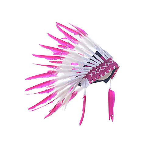 Luerme Feather Headdress Native American Indian Inspired Party Favor Photo Props Cosplay Costume Carnival Decoration Dress Up Pretend Play