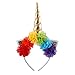 Mwfus Shining Unicorn Horn Ears Flower Headband Halloween Cosplay Costume Party Headdress