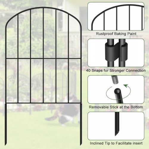 Decorative Garden Fence 10Pcs Metal Wire Fencing Border, Rustproof Arched Flower Plant Edging Border Durable Animal Barrier Dog Rabbit Pet Section Panel Fence for Landscape Patio Yard Decor, 60*330cm
