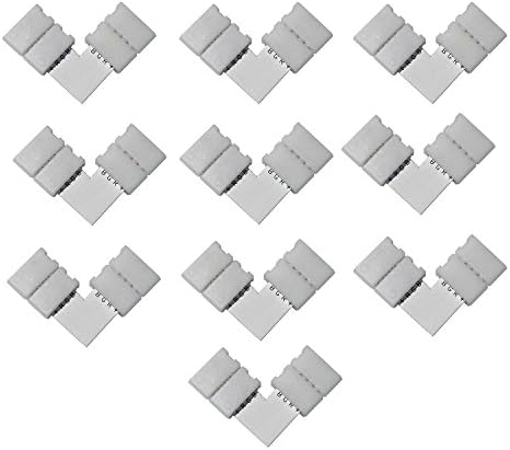 SINNRY 10pcs L-shape 4 Pin 10MM Strip to Strip Connector 4 Conductor Right Angle Corner Quick Splitter For RGB 5050 LED Strip Lights (10MM 4PIN)