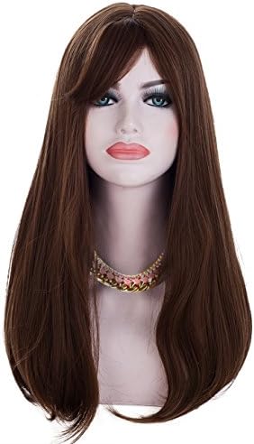 Spretty Long Dark Brown Small Wavy Synthetic Wig for Women's Daily Dress Cosplay