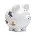Child to Cherish Ceramic Piggy Bank for Boys, Construction Trucks, White