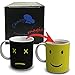 Magic Color Changing Funny Mug - 2 Pack Cool Coffee Tea Unique Heat Changing Sensitive Cup 12 oz Yellow & White Happy Face Design Drinkware Ceramic Mugs Birthday Gift Idea