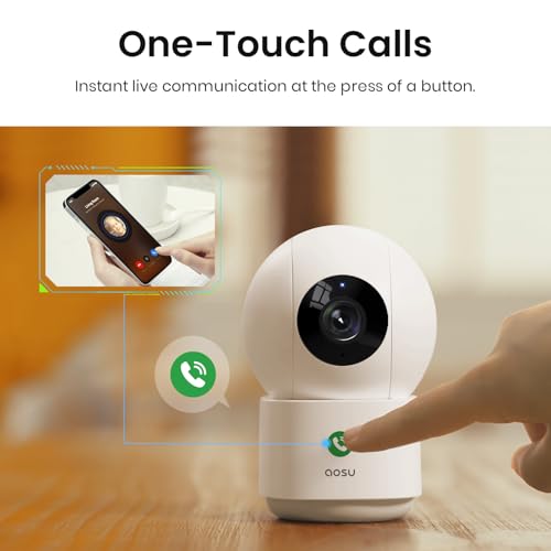 AOSU 4MP Indoor Security Camera, 2.5K Baby Monitor Pet Dog CAM, 5GHz/2.4GHz Wi-Fi Camera Surveillance Interieur, 360° Motion Tracking Pan/Tilt, IR Night Vision, 2-Way Audio, Compatible with Alexa