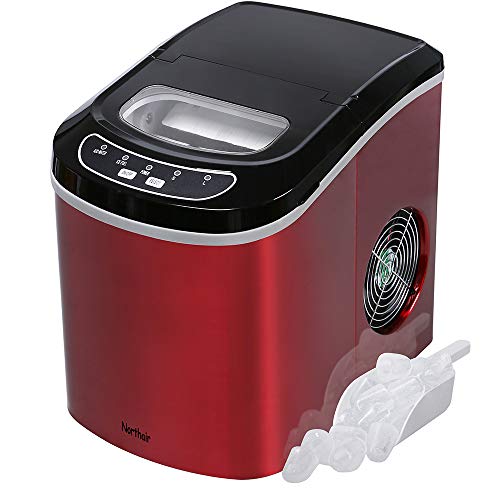 Northair Countertop Ice Maker Machine with 26lbs Daily Capacity, Stainless Steel Ice Cube Makers for RVs, Boats, Kitchens, Bars HZB-12/SA (Red) - Thumbnail 7