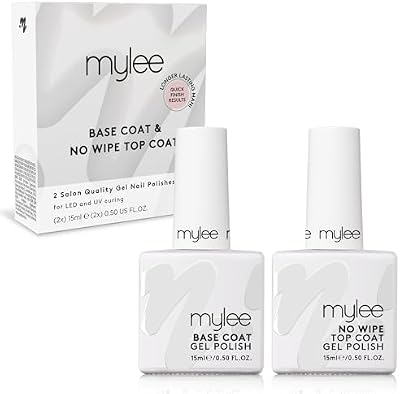 MYLEE Gel Polish Top Base Coat UV LED Soak-Off Nail Art Manicure Pedicure 2x15ml