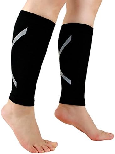 Calf Leg Compression Sleeves , Graduated Compression Shin Splints, Circulation & Leg Cramp Compression Support tights - Running, Jogging, Cycling, Basketball, Soccer, Hiking, Fitness & Exercise Enhanced Performance - Ergonomic fit for Men & Women &Kids, One pair