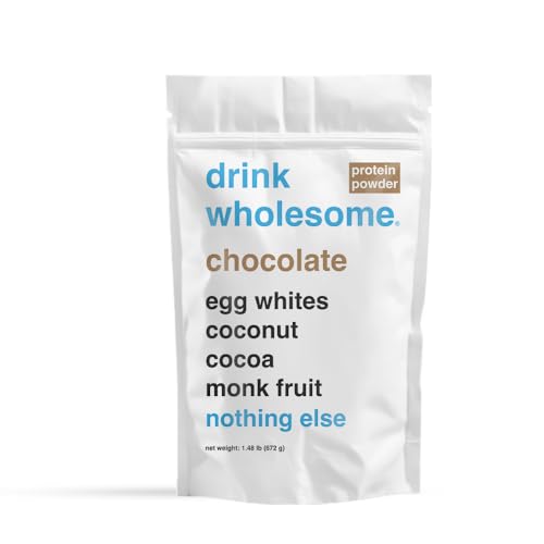 drink wholesome Chocolate Egg White Protein Powder | for Sensitive Stomachs | Gut Friendly | Additive & Dairy Free | No Artificial Sweeteners | No Bloating, Farts or Gas | No Constipation or Diarrhea