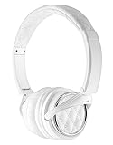 BiGR Audio Madison Avenue Leather Over-ear Headphones with Mic, White