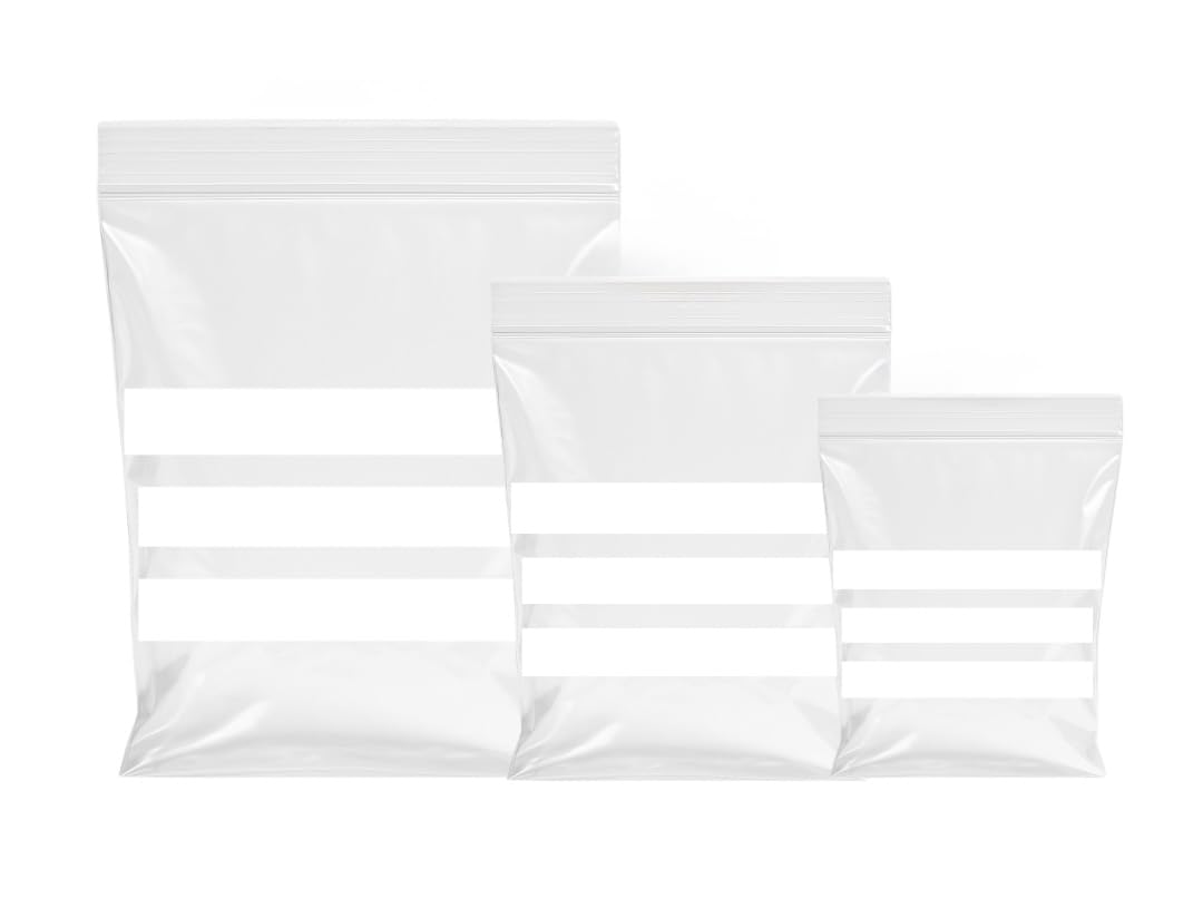 TP4U - 300 Assorted Grip Seal Bags - Write on Panel little small resealable self seal Plastic baggies - 100 Each of 3 Sizes - 1.5'' x 2.5'' - 2.25'' x 3'' - 3.5'' x 4.5''