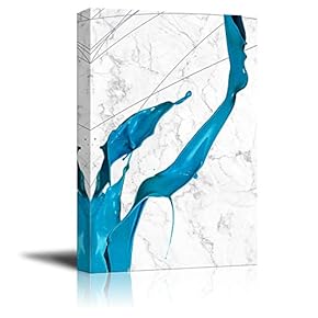 Canvas Wall Art - Abstract Blue Acrylic Paint Splash - Giclee Print Gallery Wrap Modern Home Art Ready to Hang - 12x18 inches