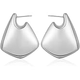 Trendy Large Chunky Fin Drop earrings 18k Gold/Silver dangle hoops Statement Earrings for Women Lightweight Fin Hoop irregular Prom Earrings Girls Gift for Christmas Birthday