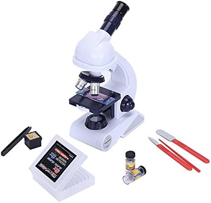 Microscope kit for children,microscope for beginners,80X,200X and 450X Magnifier, Children's Science Toys,Educational Toys,Birthday Gifts White