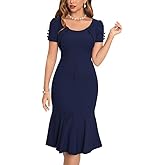 MUXXN Women's 1950s Retro Dress Vintage Short Sleeve Button Down Mermaid Bodycon Midi Casual Work Cocktail Dresses