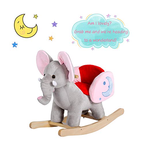 Peach Tree Rocking Horse Elephant Plush Rocker Horse Kids Ride On Toy Child Rocking Animal - Thumbnail 5
