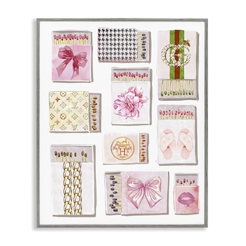 Stupell Industries Trendy Glam Match Boxes Gray Framed Giclee Art design by Ziw…