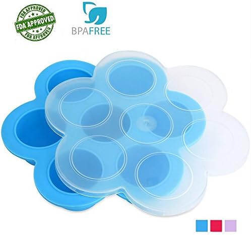 Best Essential Silicone Egg Bites Molds for Instant Pot - BPA Free, Freezer Tray with Lid Reusable Storage Container - Fits Instant Pot 5,6,8 qt Pressure Cooker, 100% FDA Food Grade Silicone (BLUE)