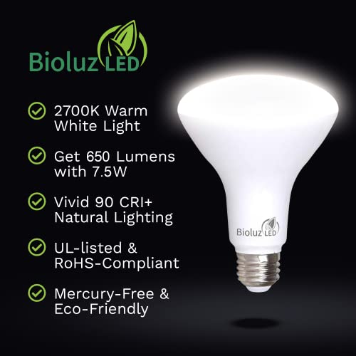 Bioluz LED 4 Pack 90 CRI BR30 LED Bulbs Dimmable 7.5W = 65 Watt