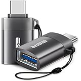[2-Pack] USB C to USB A OTG Adapter, ESR Premium Aluminum Type C to USB 3.0 Adapter with 5.1Kohm Resistor &amp; Keychain for MacBook Pro Galaxy Note 8 S8 Google Pixel 2 XL Nexus 6P, Gray