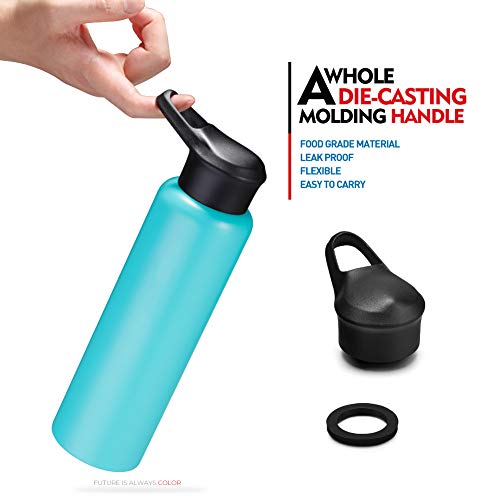 ZOOOBELIVES Metal Sports Water Bottle 26oz, Double Walled 18/8 Stainless Steel, Vacuum Insulated, Wide Mouth, Powder Coated - Designed for Cycling/Hiking/Camping/Traveling/Gym/Yoga (Fantasy Blue) - Thumbnail 3