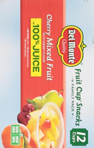 DEL MONTE CHERRY FLAVORED MIXED FRUIT FRUIT CUP SNACKS IN 100% JUICE, 12 PACK, 4 OZ.